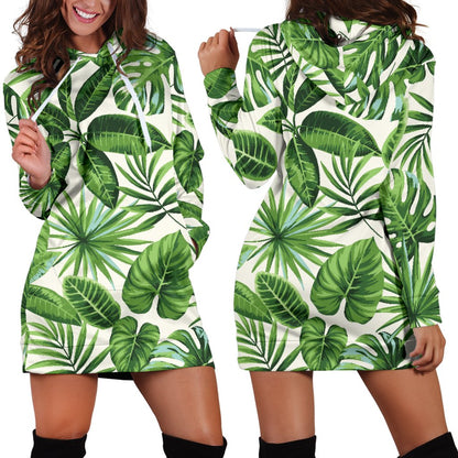 Tropical Flower Pattern Print Design TF013 Women Hoodie Dress