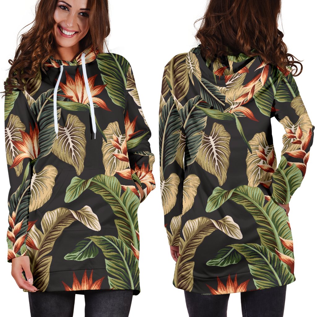 Tropical Flower Pattern Print Design TF014 Women Hoodie Dress