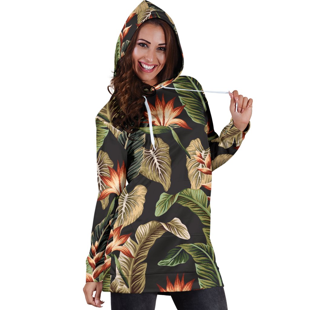 Tropical Flower Pattern Print Design TF014 Women Hoodie Dress