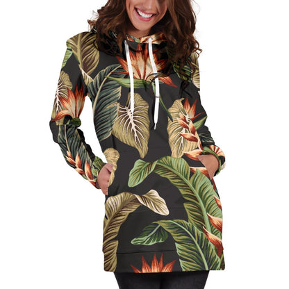 Tropical Flower Pattern Print Design TF014 Women Hoodie Dress