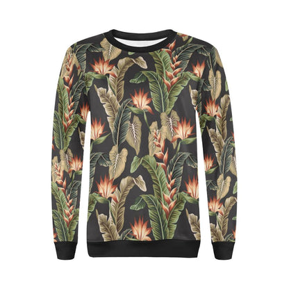 Tropical Flower Pattern Print Design TF014 Women Long Sleeve Sweatshirt-JorJune