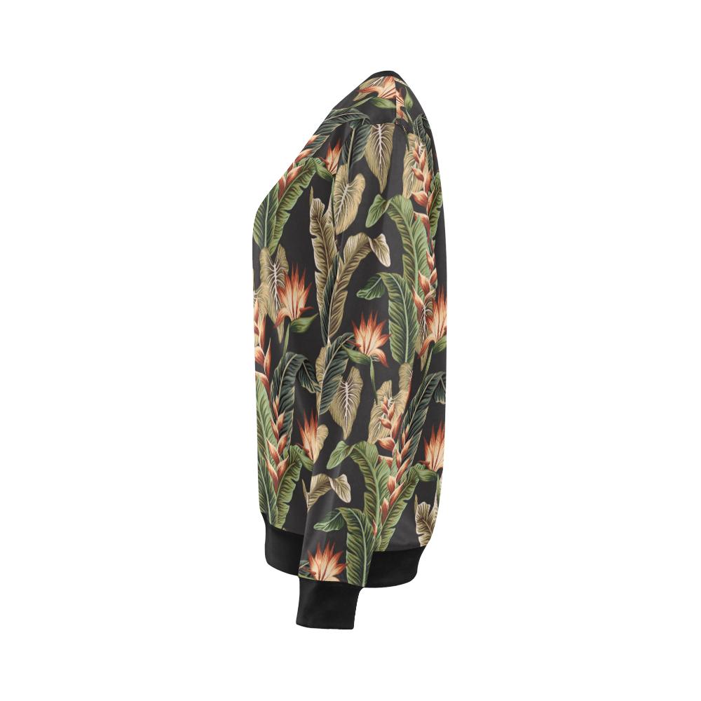 Tropical Flower Pattern Print Design TF014 Women Long Sleeve Sweatshirt-JorJune