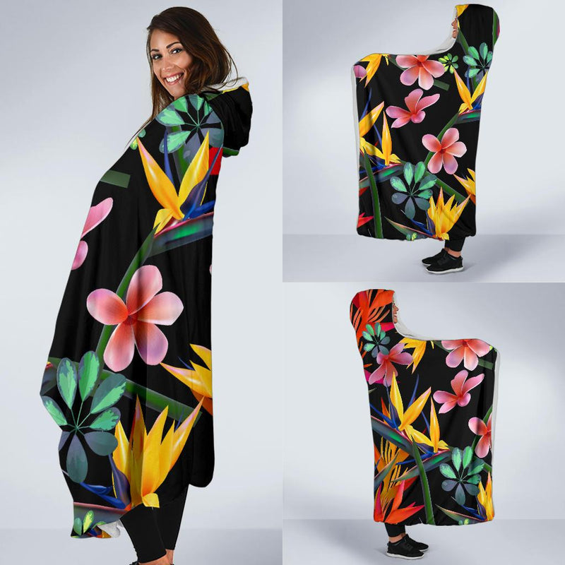 Tropical Flower Pattern Print Design TF015 Hooded Blanket-JORJUNE.COM