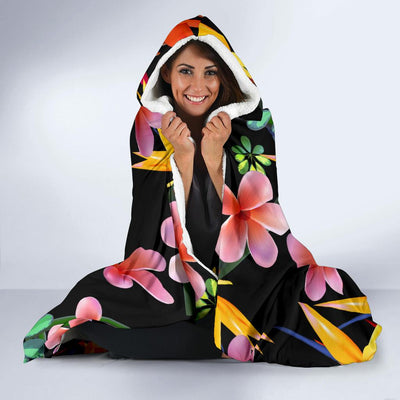 Tropical Flower Pattern Print Design TF015 Hooded Blanket-JORJUNE.COM