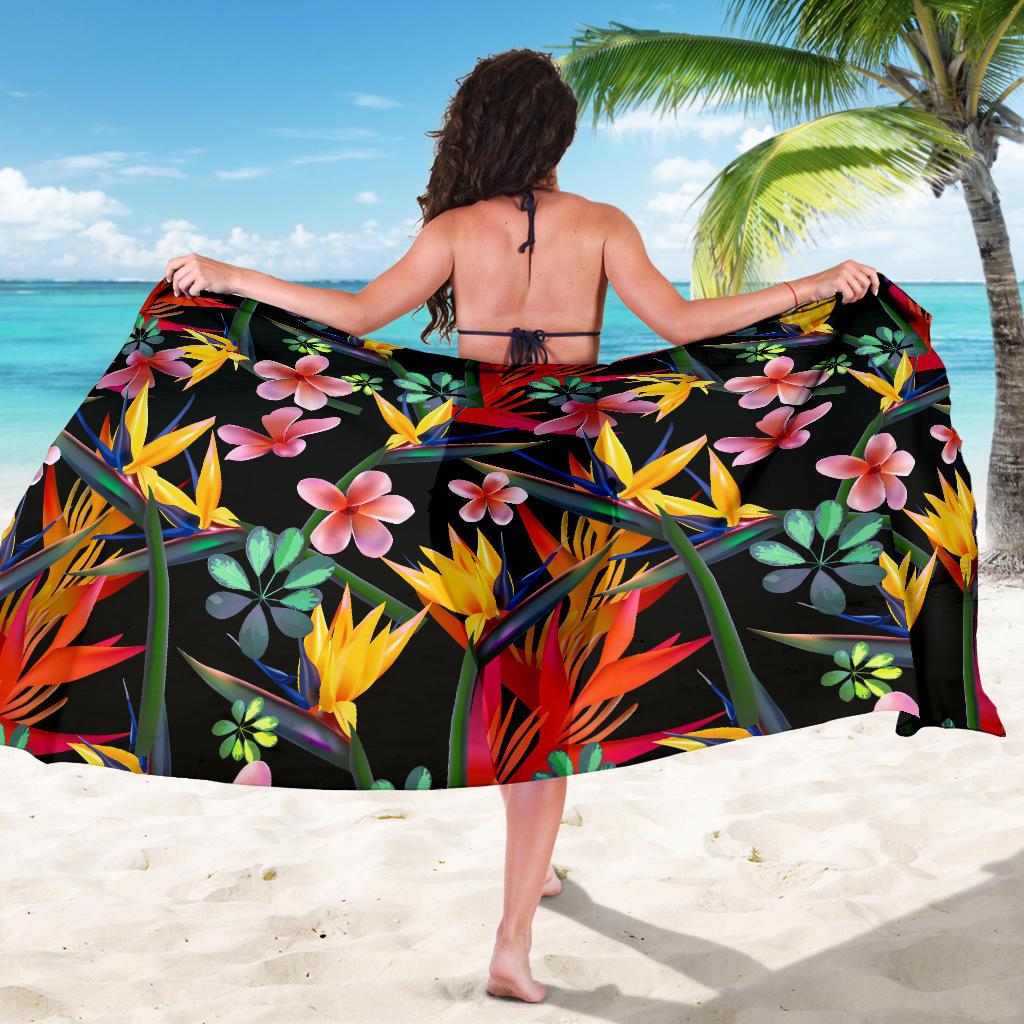 Tropical Flower Pattern Print Design TF015 Sarong Pareo Wrap-JORJUNE.COM