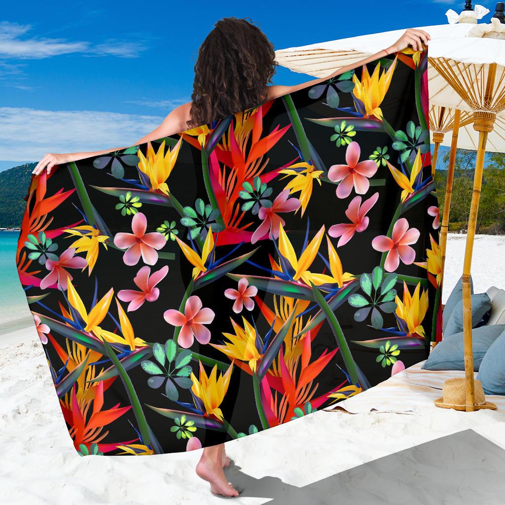 Tropical Flower Pattern Print Design TF015 Sarong Pareo Wrap-JORJUNE.COM