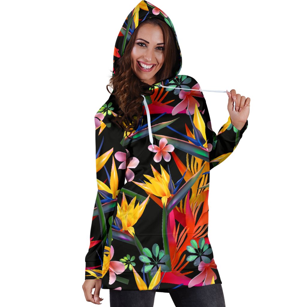 Tropical Flower Pattern Print Design TF015 Women Hoodie Dress