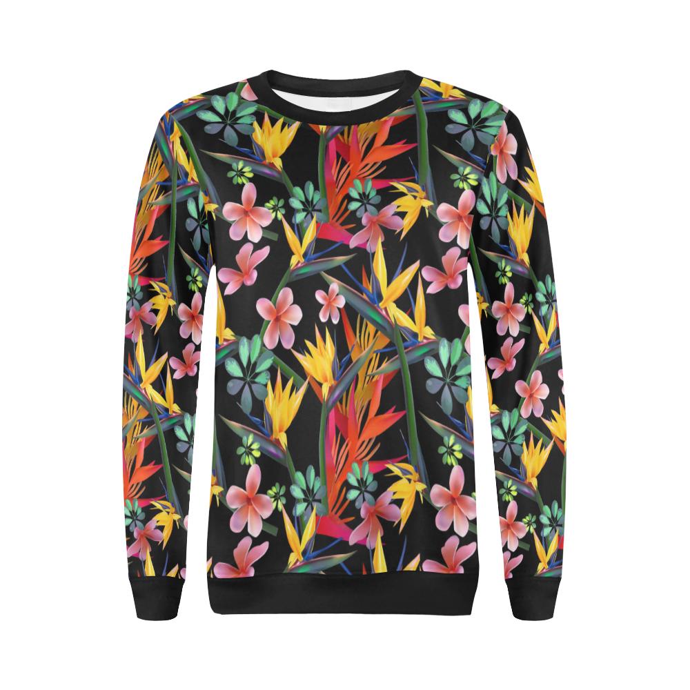 Tropical Flower Pattern Print Design TF015 Women Long Sleeve Sweatshirt-JorJune