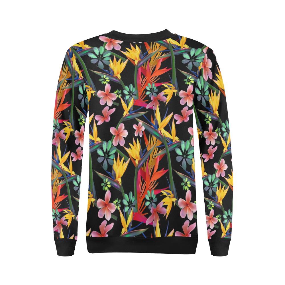 Tropical Flower Pattern Print Design TF015 Women Long Sleeve Sweatshirt-JorJune