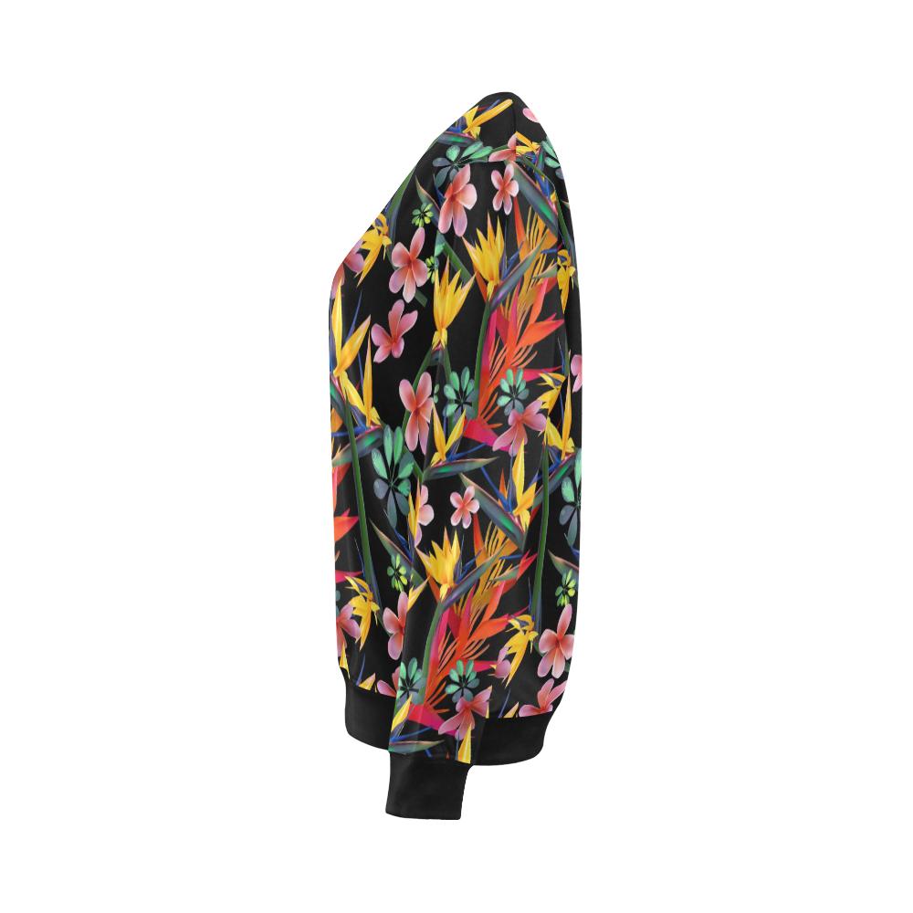 Tropical Flower Pattern Print Design TF015 Women Long Sleeve Sweatshirt-JorJune