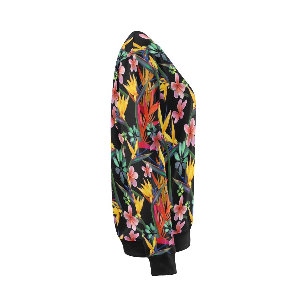 Tropical Flower Pattern Print Design TF015 Women Long Sleeve Sweatshirt-JorJune