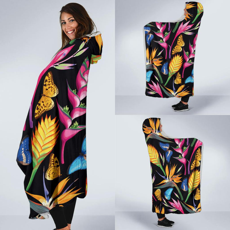 Tropical Flower Pattern Print Design TF016 Hooded Blanket-JORJUNE.COM