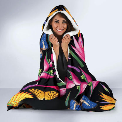 Tropical Flower Pattern Print Design TF016 Hooded Blanket-JORJUNE.COM