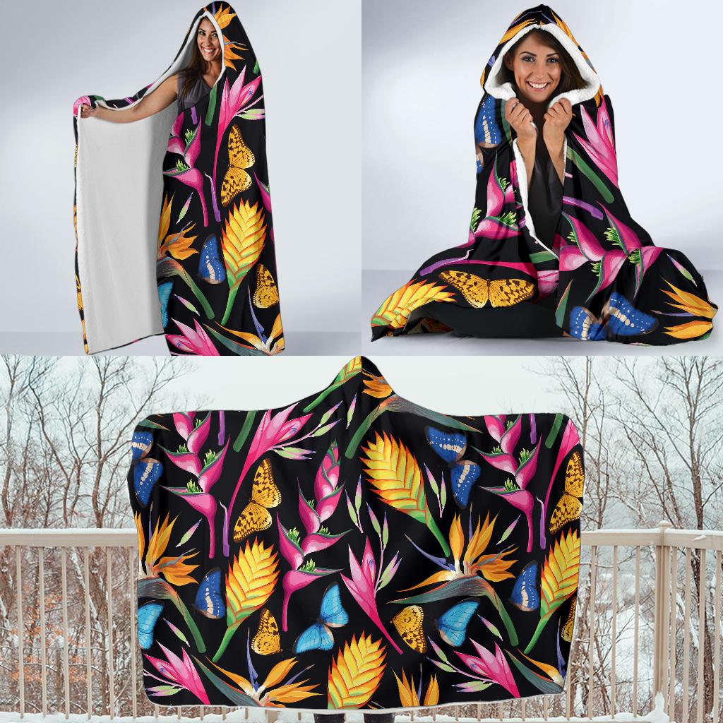 Tropical Flower Pattern Print Design TF016 Hooded Blanket-JORJUNE.COM