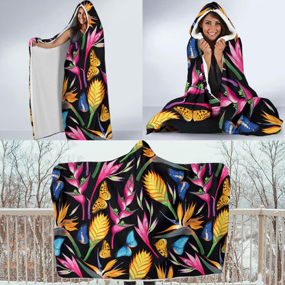 Tropical Flower Pattern Print Design TF016 Hooded Blanket-JORJUNE.COM
