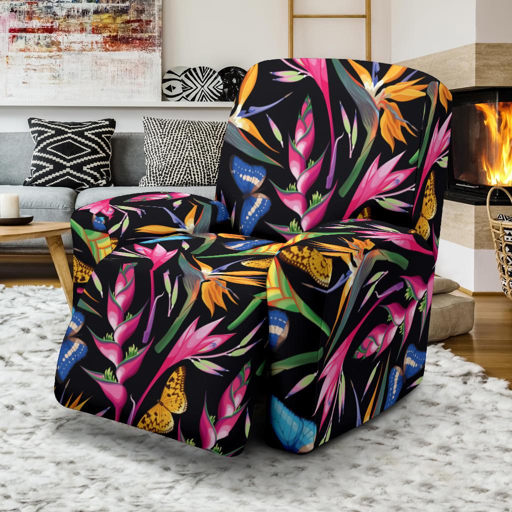 Tropical Flower Pattern Print Design TF016 Recliner Slipcover-JORJUNE.COM
