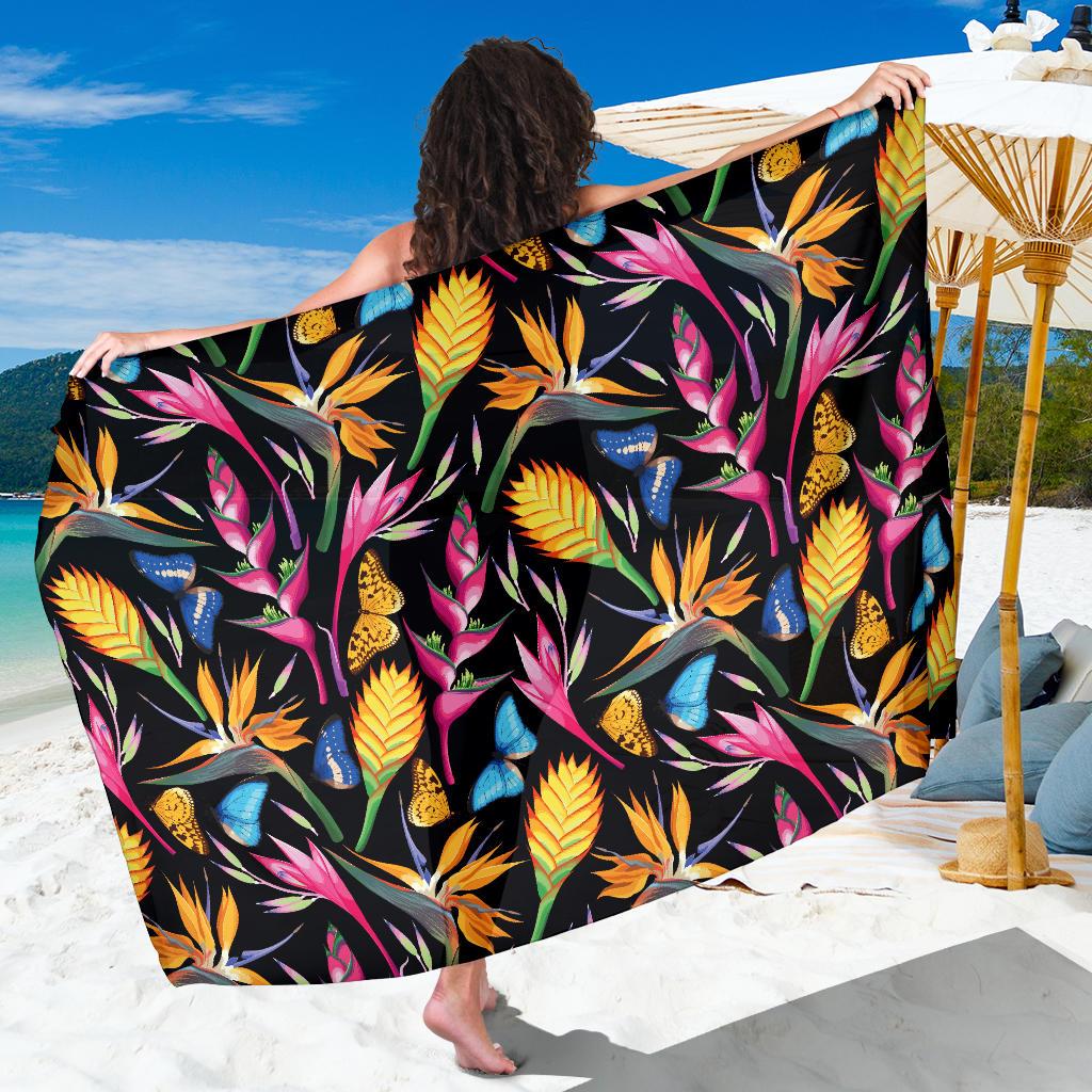 Tropical Flower Pattern Print Design TF016 Sarong Pareo Wrap-JORJUNE.COM