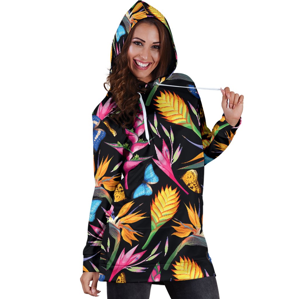 Tropical Flower Pattern Print Design TF016 Women Hoodie Dress