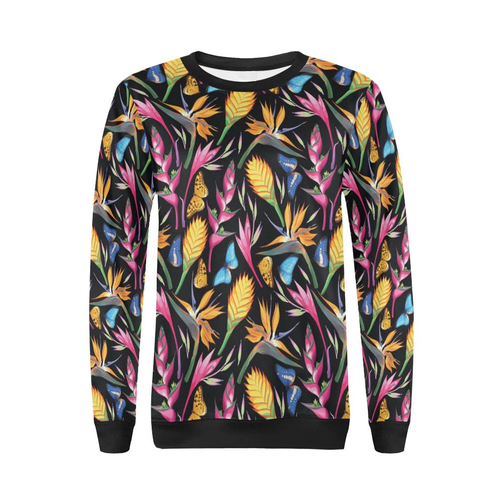 Tropical Flower Pattern Print Design TF016 Women Long Sleeve Sweatshirt-JorJune