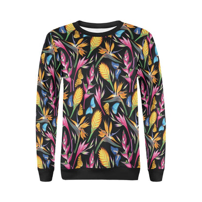 Tropical Flower Pattern Print Design TF016 Women Long Sleeve Sweatshirt-JorJune