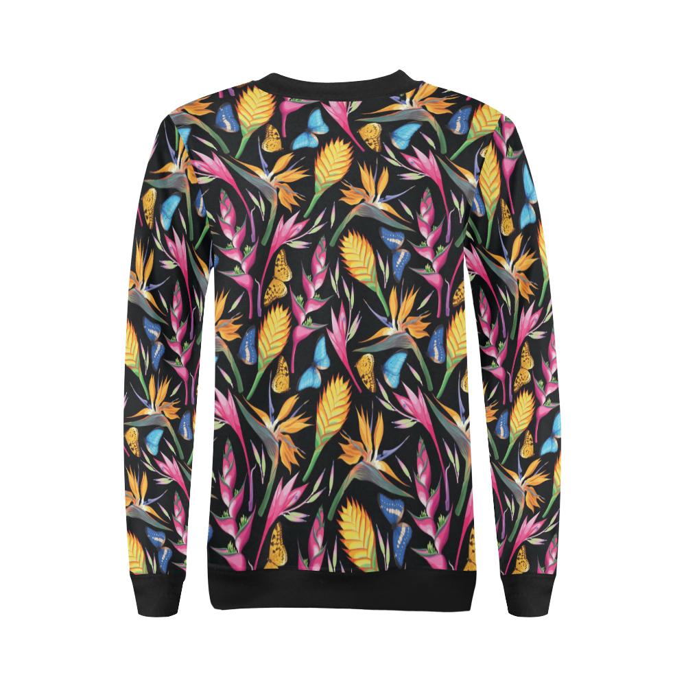 Tropical Flower Pattern Print Design TF016 Women Long Sleeve Sweatshirt-JorJune