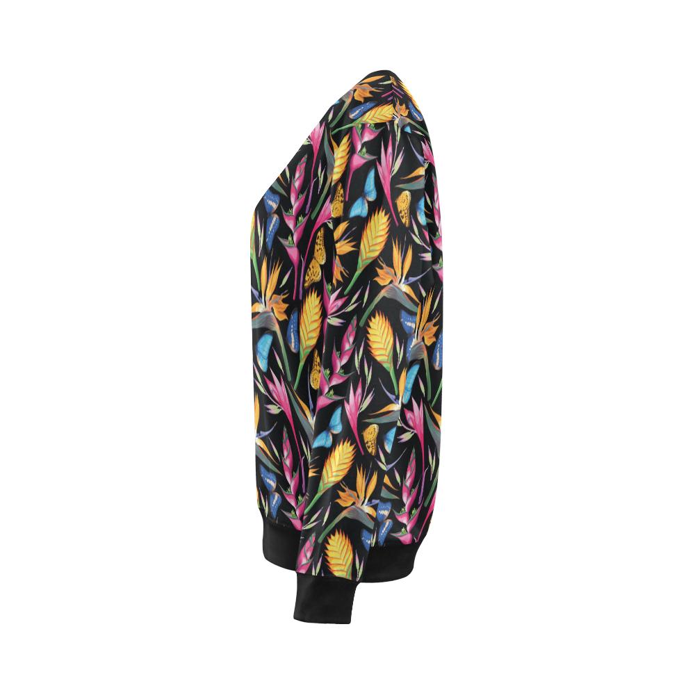 Tropical Flower Pattern Print Design TF016 Women Long Sleeve Sweatshirt-JorJune
