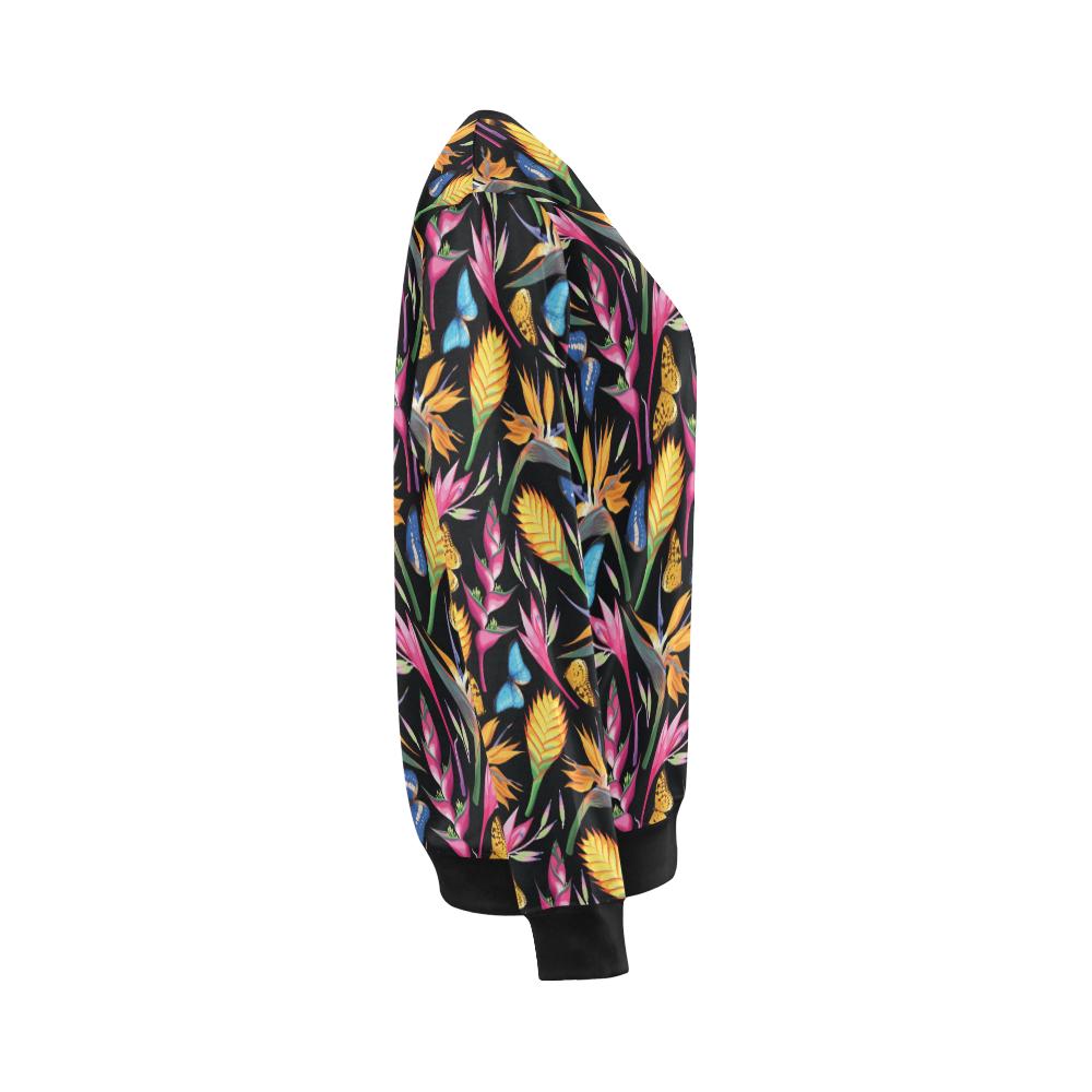 Tropical Flower Pattern Print Design TF016 Women Long Sleeve Sweatshirt-JorJune