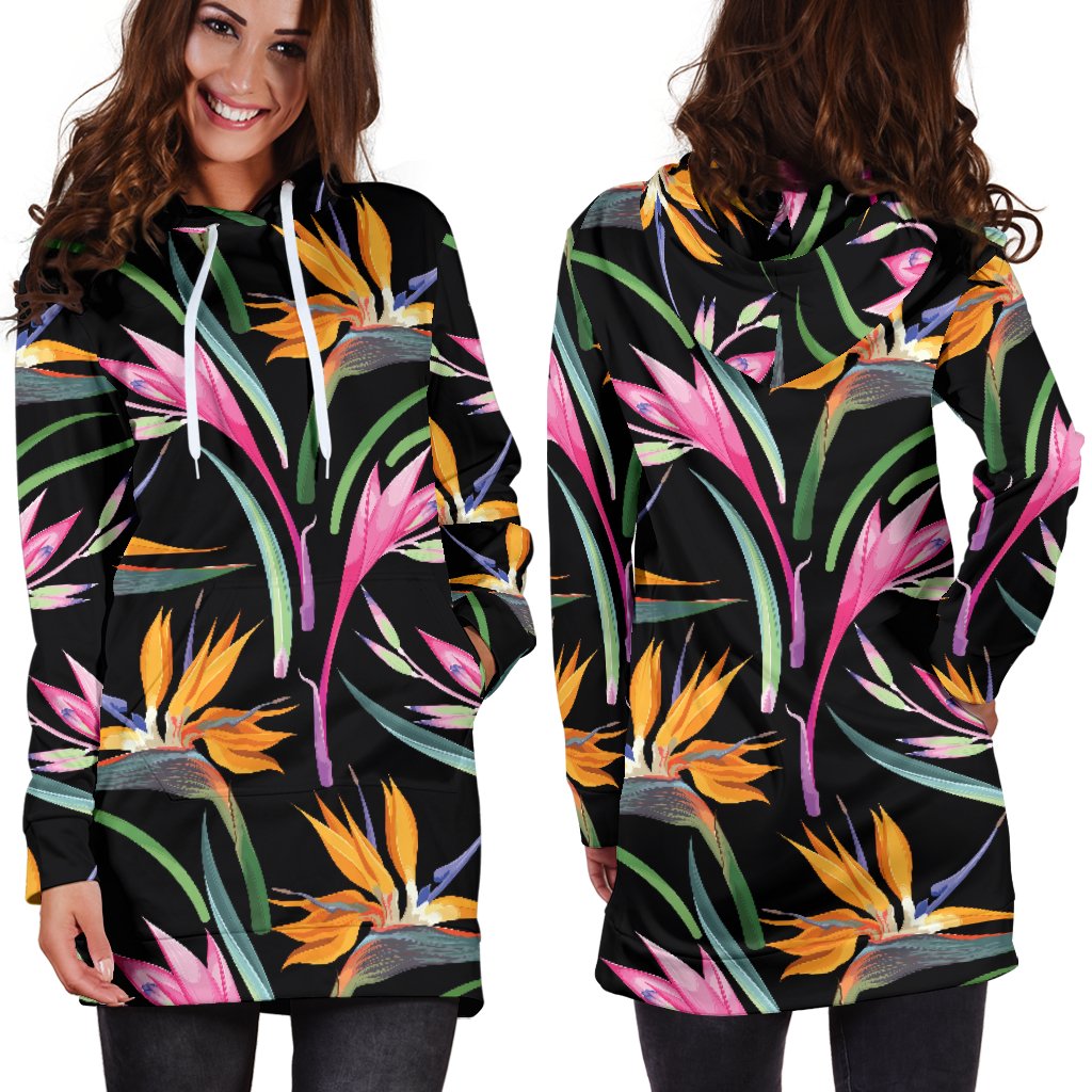 Tropical Flower Pattern Print Design TF017 Women Hoodie Dress