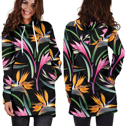 Tropical Flower Pattern Print Design TF017 Women Hoodie Dress