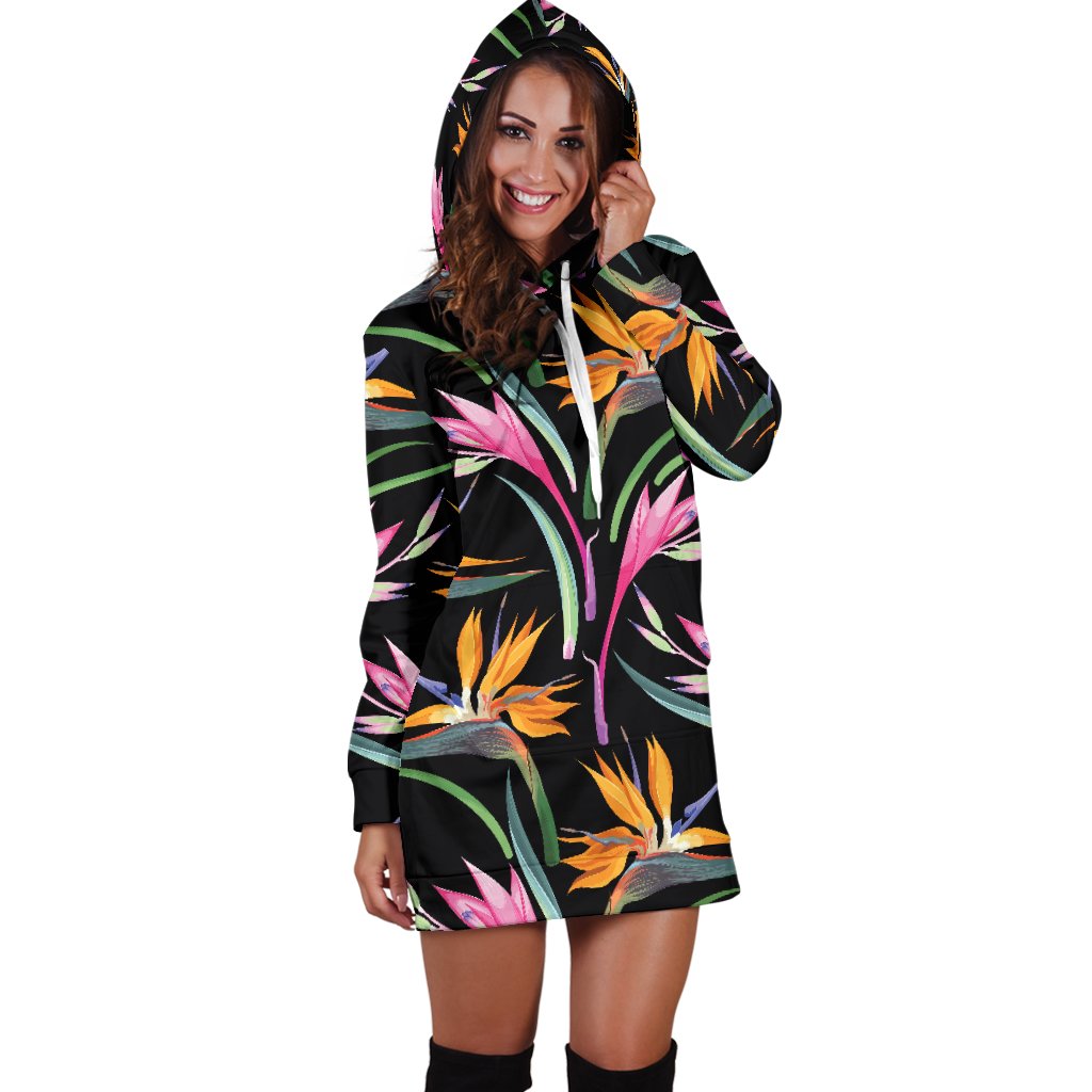 Tropical Flower Pattern Print Design TF017 Women Hoodie Dress