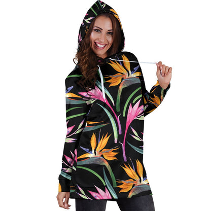 Tropical Flower Pattern Print Design TF017 Women Hoodie Dress