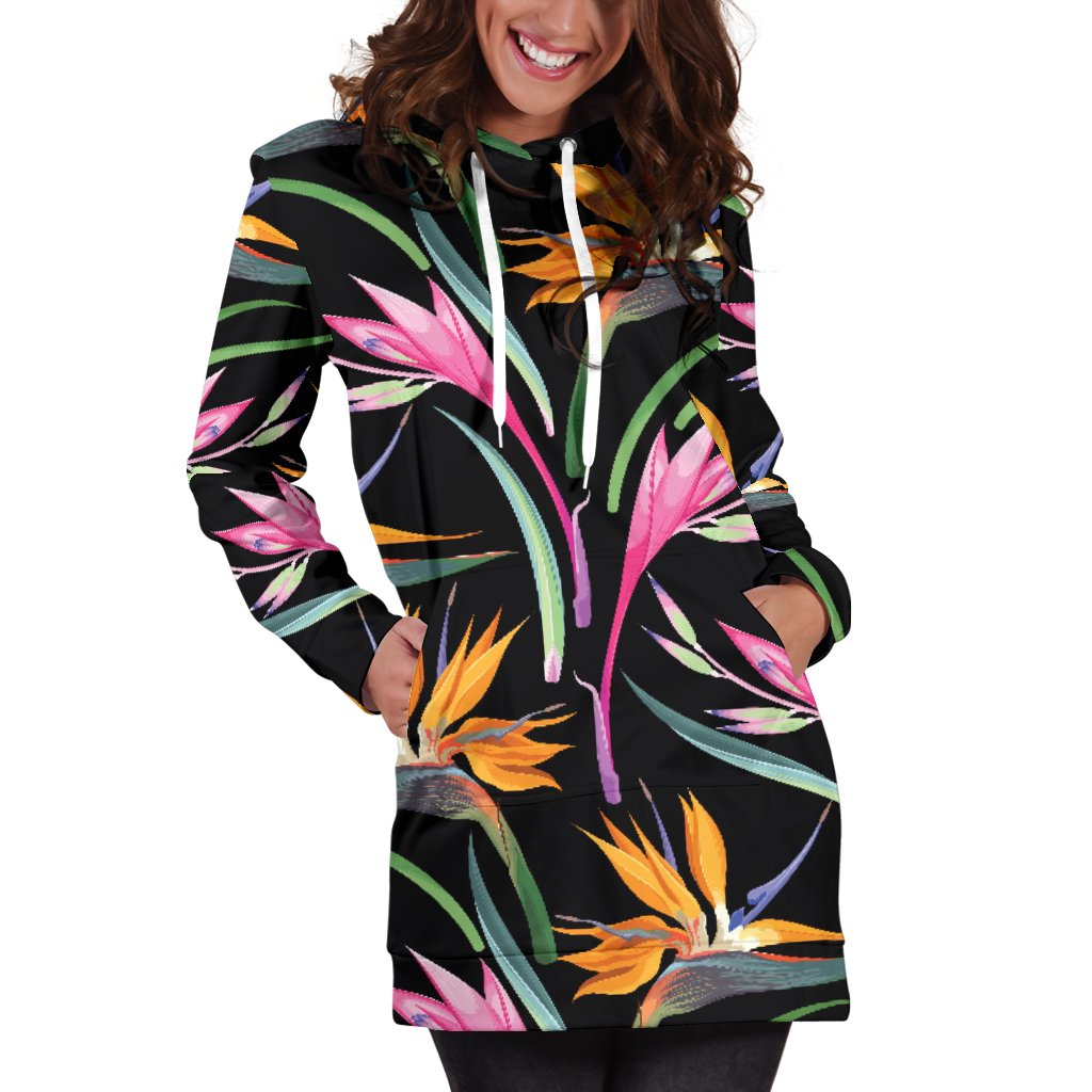 Tropical Flower Pattern Print Design TF017 Women Hoodie Dress