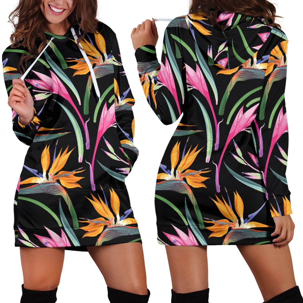 Tropical Flower Pattern Print Design TF017 Women Hoodie Dress