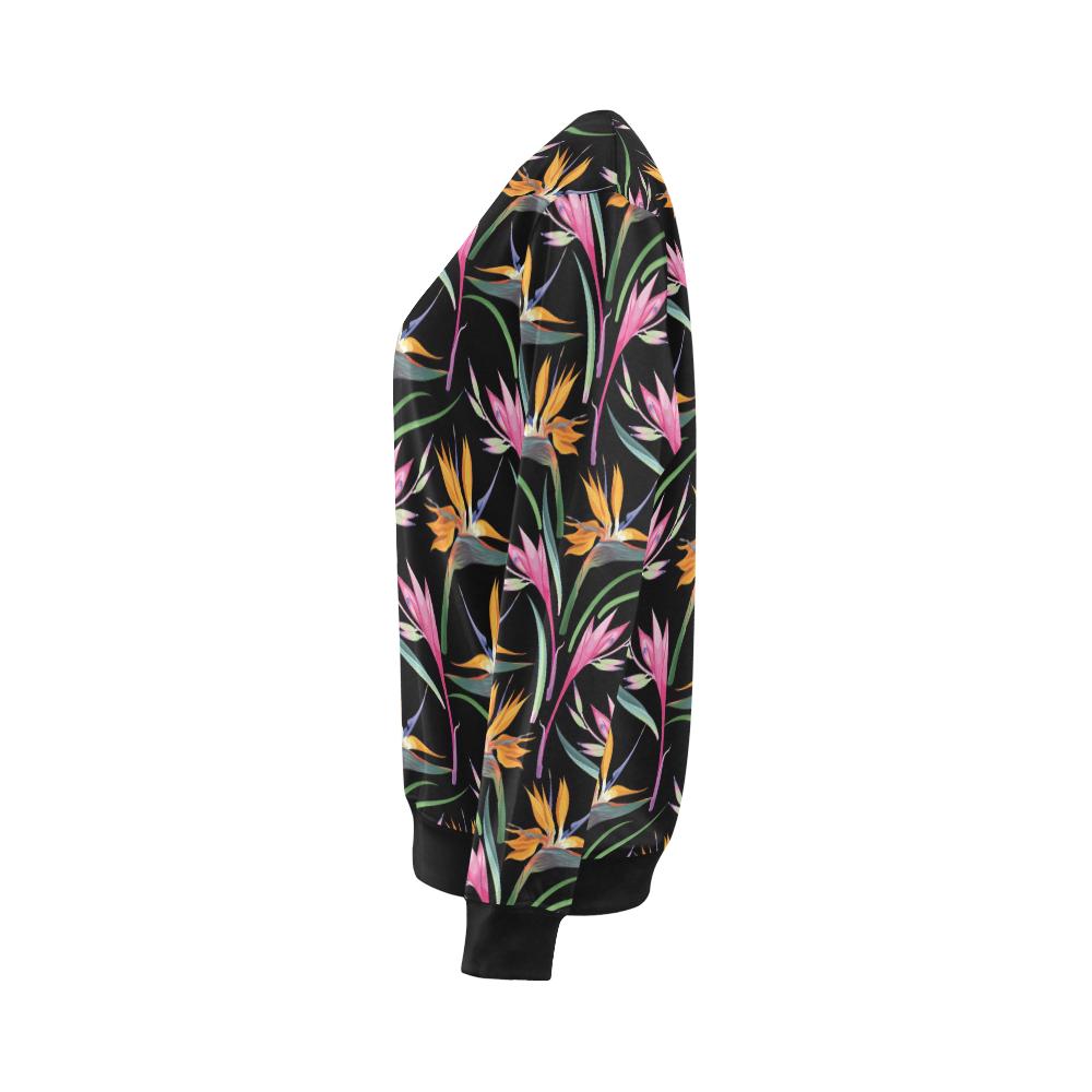Tropical Flower Pattern Print Design TF017 Women Long Sleeve Sweatshirt-JorJune