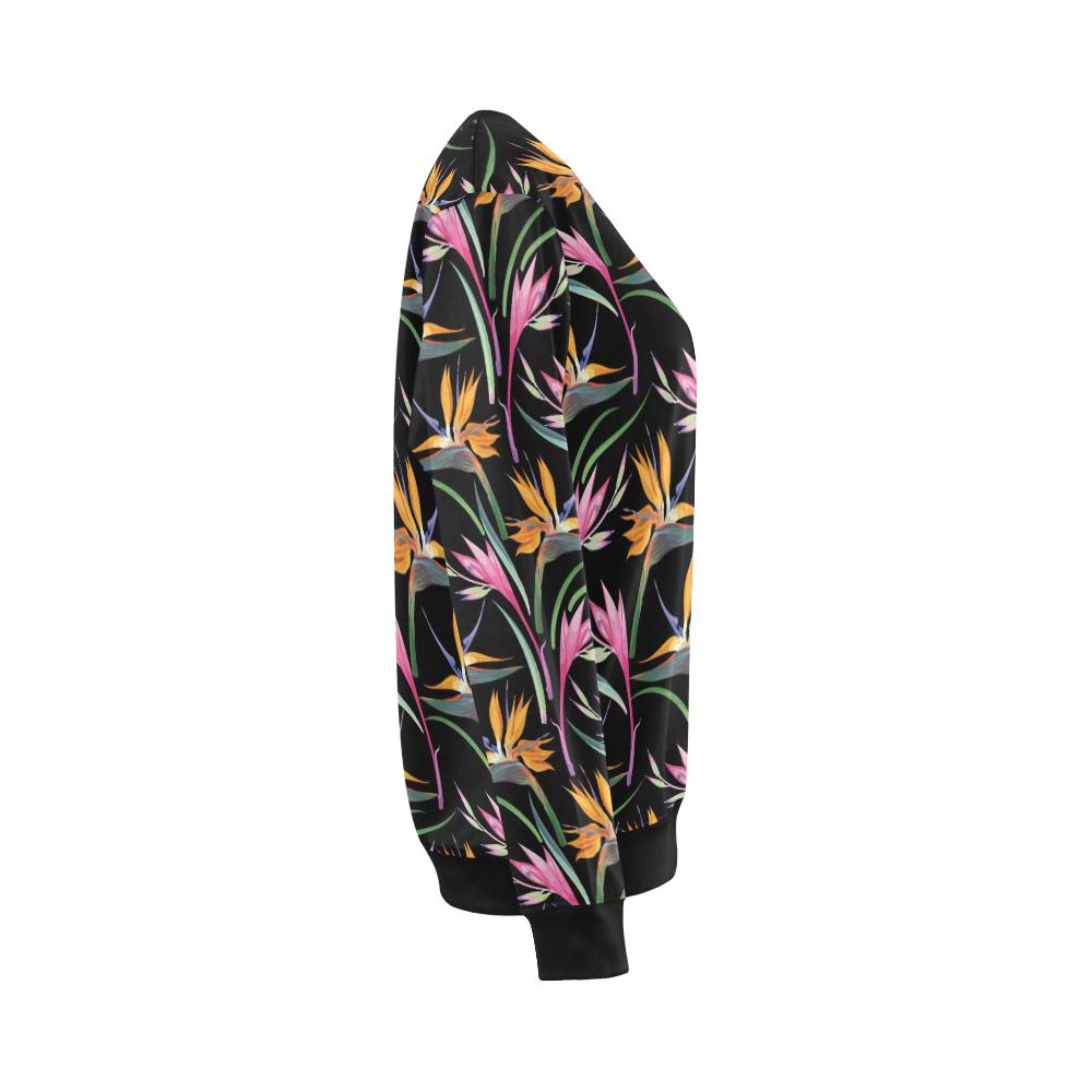 Tropical Flower Pattern Print Design TF017 Women Long Sleeve Sweatshirt-JorJune