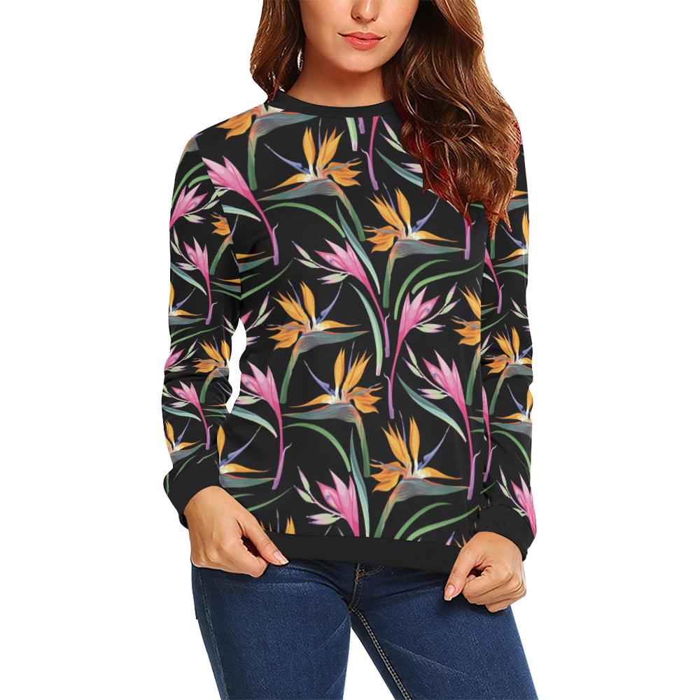 Tropical Flower Pattern Print Design TF017 Women Long Sleeve Sweatshirt-JorJune
