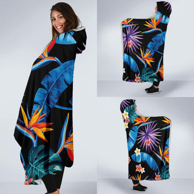 Tropical Flower Pattern Print Design TF018 Hooded Blanket-JORJUNE.COM