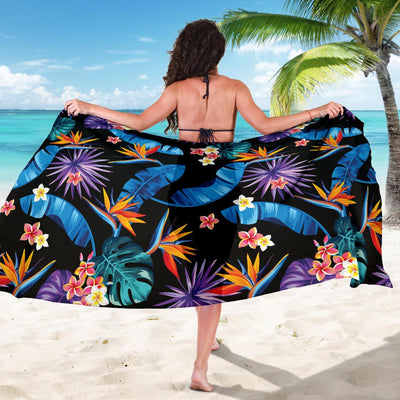 Tropical Flower Pattern Print Design TF018 Sarong Pareo Wrap-JORJUNE.COM