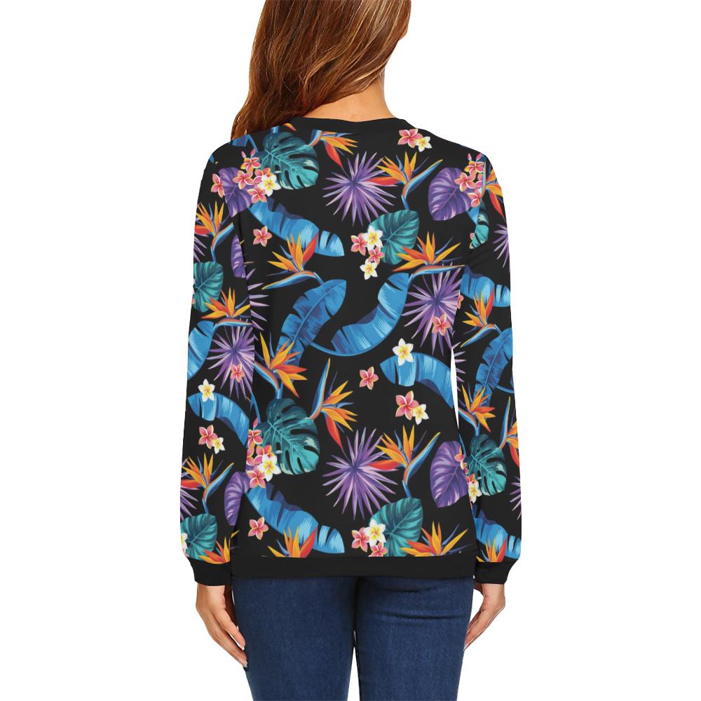 Tropical Flower Pattern Print Design TF018 Women Long Sleeve Sweatshirt-JorJune
