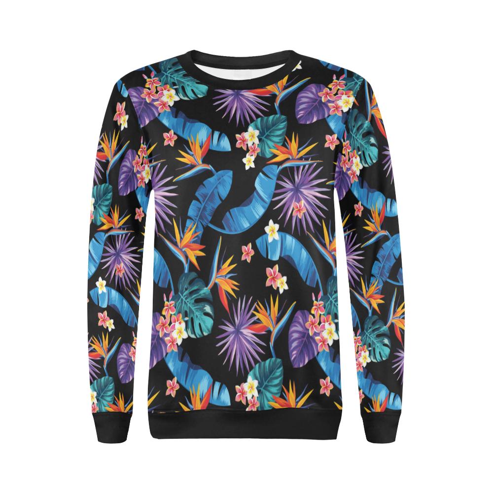 Tropical Flower Pattern Print Design TF018 Women Long Sleeve Sweatshirt-JorJune