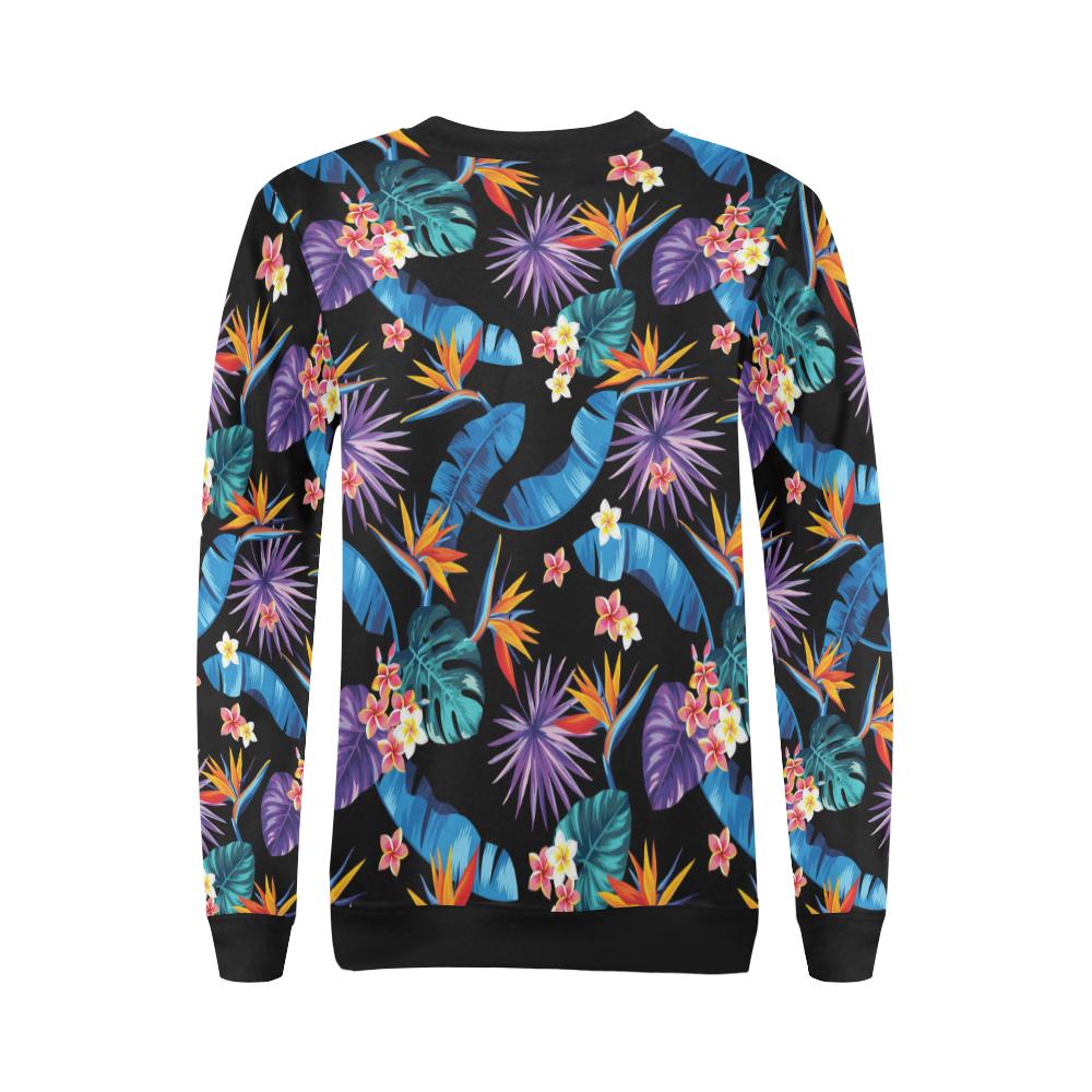 Tropical Flower Pattern Print Design TF018 Women Long Sleeve Sweatshirt-JorJune