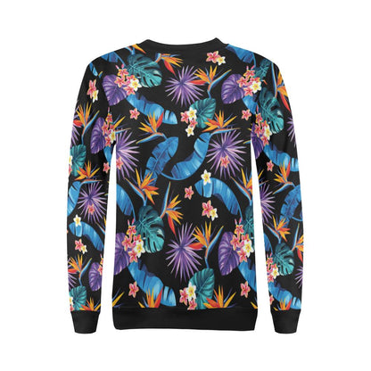 Tropical Flower Pattern Print Design TF018 Women Long Sleeve Sweatshirt-JorJune