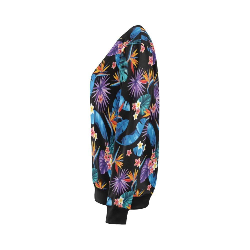 Tropical Flower Pattern Print Design TF018 Women Long Sleeve Sweatshirt-JorJune