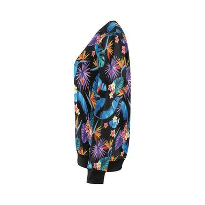 Tropical Flower Pattern Print Design TF018 Women Long Sleeve Sweatshirt-JorJune