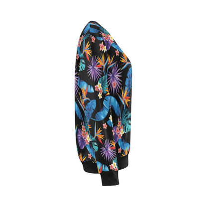 Tropical Flower Pattern Print Design TF018 Women Long Sleeve Sweatshirt-JorJune