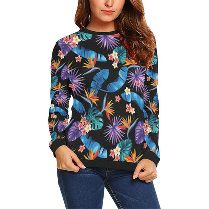 Tropical Flower Pattern Print Design TF018 Women Long Sleeve Sweatshirt-JorJune