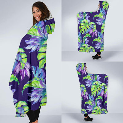 Tropical Flower Pattern Print Design TF019 Hooded Blanket-JORJUNE.COM