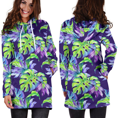 Tropical Flower Pattern Print Design TF019 Women Hoodie Dress