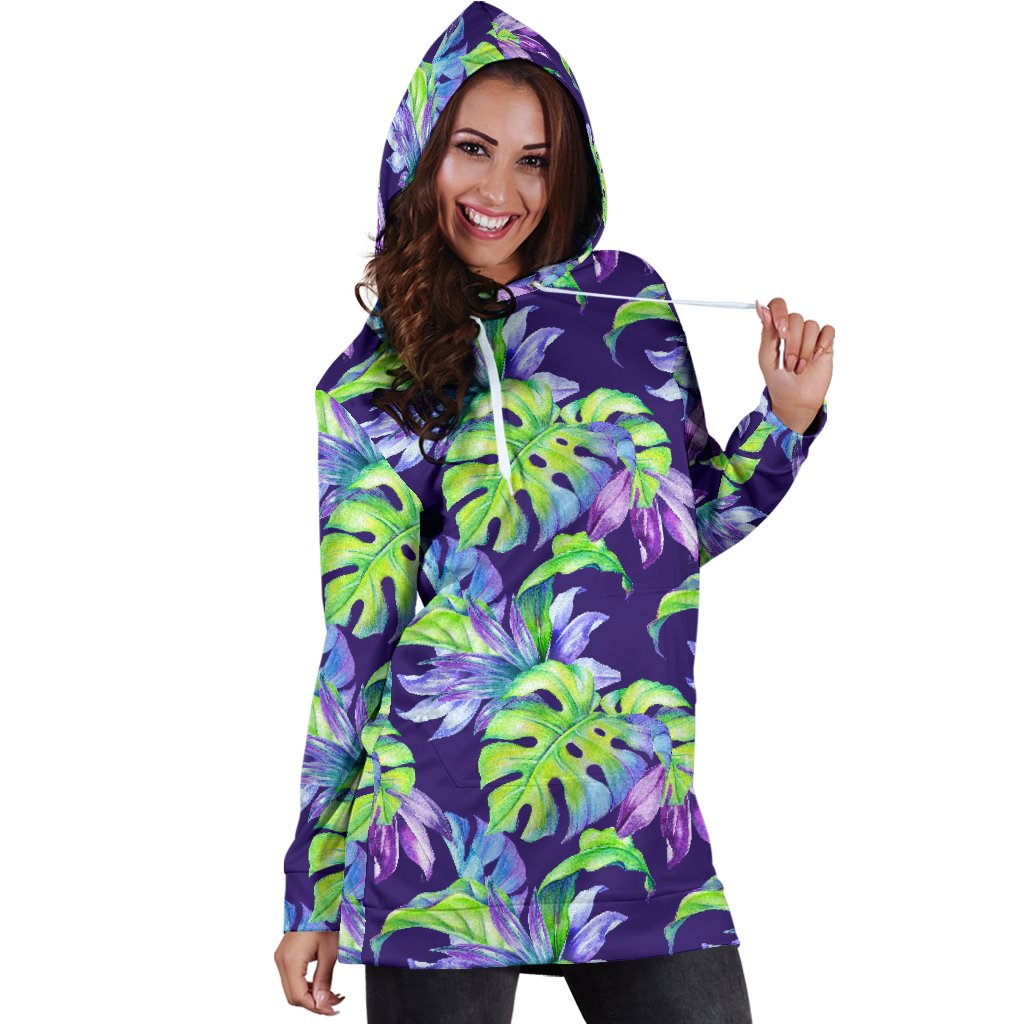 Tropical Flower Pattern Print Design TF019 Women Hoodie Dress