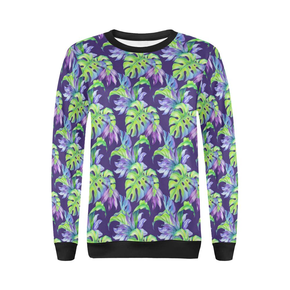 Tropical Flower Pattern Print Design TF019 Women Long Sleeve Sweatshirt-JorJune